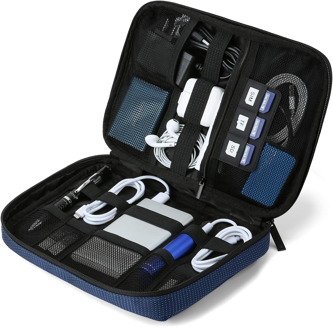 BAGSMART Travel Cable Organizer Cases Electronics Accessories Storage Bag for Hard Drives, Cables, Blue