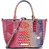 Makcr Joacbv Ladies Tote Leather Bags for Women Crocodile Embossed Zipper Satchel Purse Elegant Compartments Crossbody Work