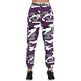 ZODLLS Women's Camo Pants Cargo Trousers Cool Camouflage Pants Elastic Waist Casual Multi Jogger Pants with Pocket