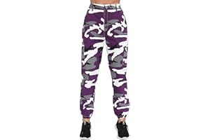 ZODLLS Women's Camo Pants Cargo Trousers Cool Camouflage Pants Elastic Waist Casual Multi Jogger Pants with Pocket