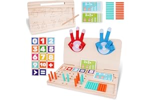 FCSONU Kids Educational Montessori Math Learning Toy - Blocks Number |Counting Peg Board|Tracing Board|Finger Counting, Toddl