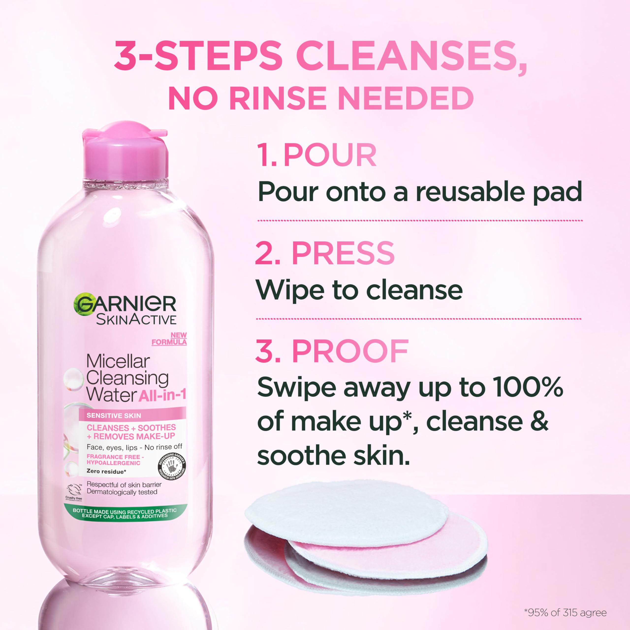 Garnier Micellar Cleansing Water 700ml, Gentle face cleanser & Make up Remover, Suitable For All Skin Types Including Sensitive Skin, Soothing Formula, Dermatologically Tested