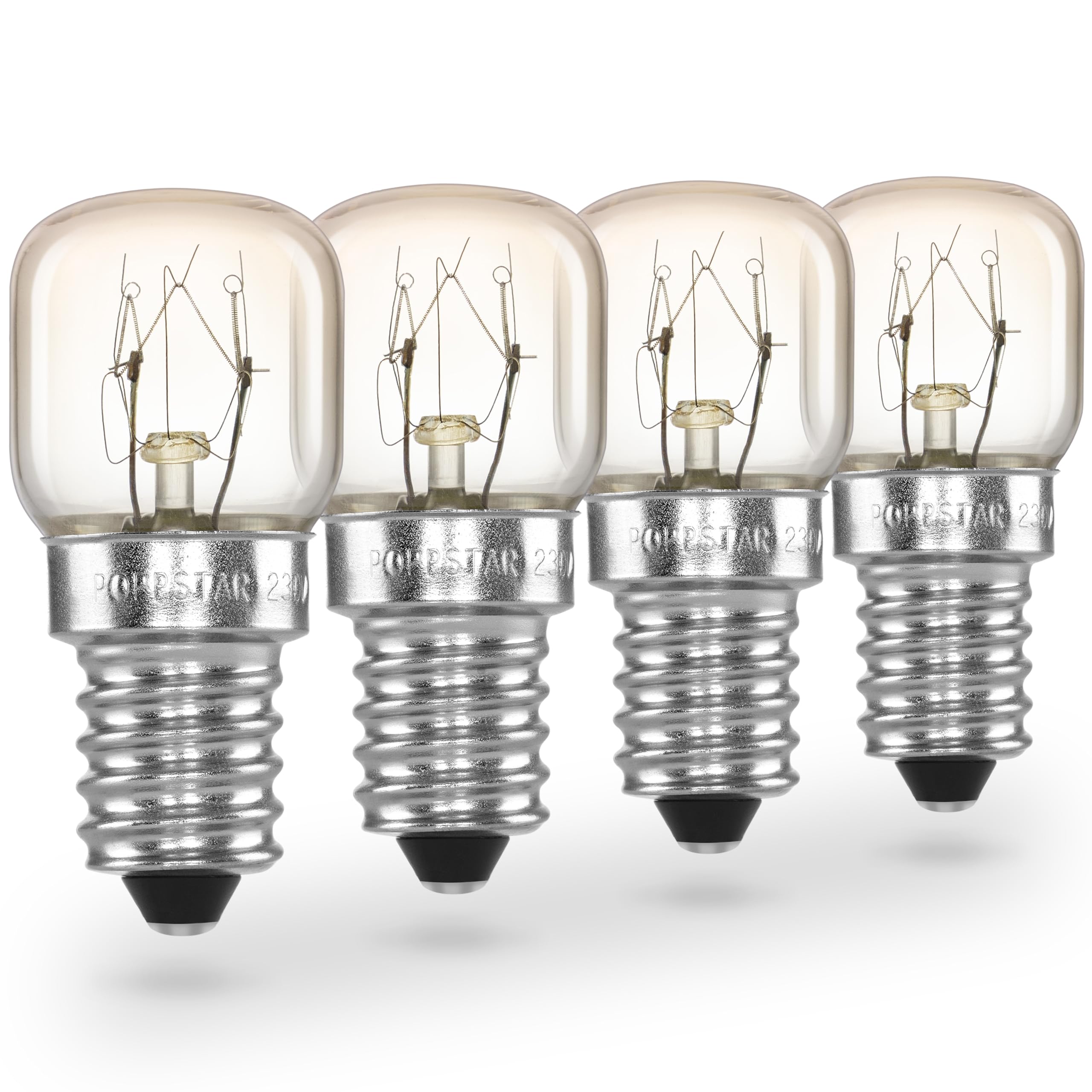 POPPSTAR Oven Bulb E14 15W Heat Resistant up to 300 Degrees (2700K Warm White, 85lm, T22) 4 Lightbulbs