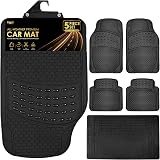 Nyxi 5 Piece Rubber Car Mat Set Front Rear Boot 120x80cm Universal view 1