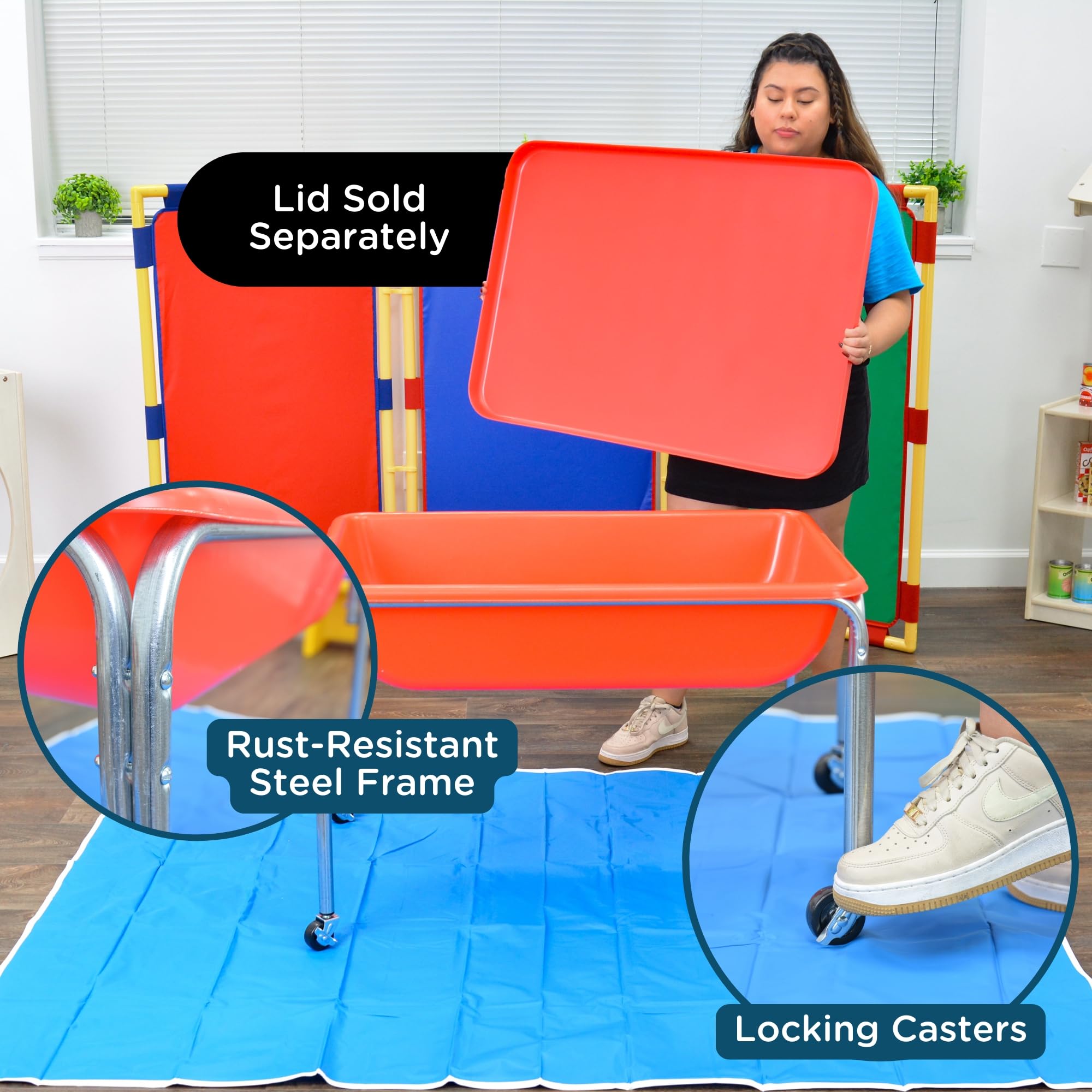 Children's Factory Medium Sensory Table – 24″ Height, Sandbox, Water Table for Kids, Red