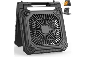 PANERGY Solar Fan with Lantern for Camping, Rechargeable Battery Powered Fan(19H cooling/28H lighting), 3-Speed, 6H Timer, 90°Folding Cordless & Portable for Outdoor Travel RV Power Outage