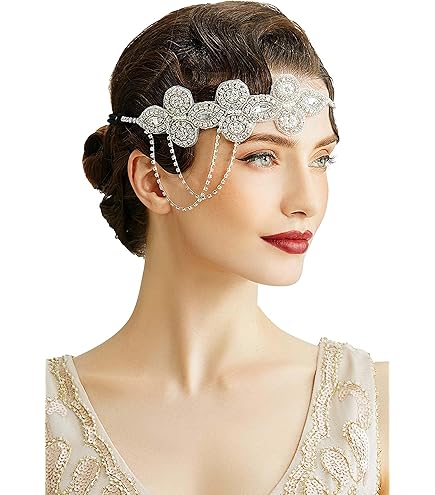 Bandeau Années 20 Flapper Great Gatsby – Coiffe Plumes & Strass, Style Charleston Roaring 20s Femme