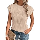 PRETTYGARDEN Blouses for Women Dressy Casual 2026 Spring Summer Business Office Tops Cap Sleeve Textured Cute Work Shirt