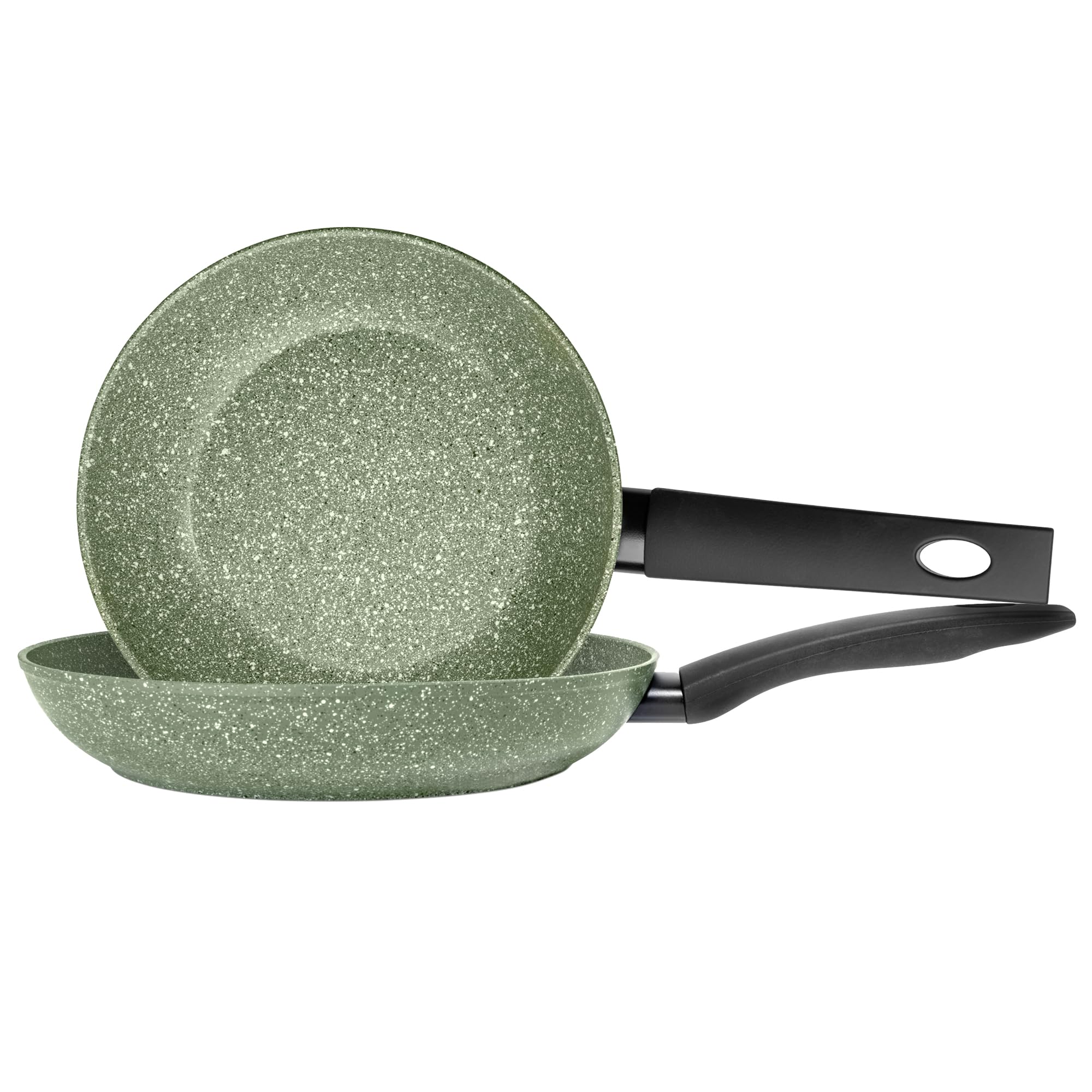 Prestige Eco Non Toxic Non Stick Frying Pan Set of 2 - Induction Frying Pans Set 20cm & 24cm, PFOA Free, Dishwasher Safe Cookware Made in Italy of Recyclable Materials, Green — image 1