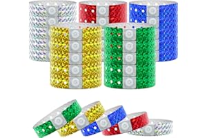 100 Pcs Plastic Holographic Party Wristbands, Waterproof Colored Vinyl for Events, Parties, Festivals and Concerts