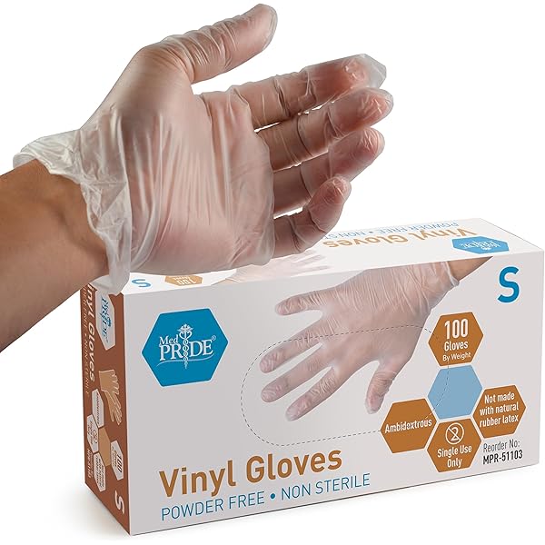 Amazon.com: Med PRIDE Vinyl Gloves| Small Case of 1000| 4.3 mil