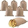 Bekith 6 Pack Burlap Bags with Drawstring, 18" x 24" Natural Jute Potato Sacks, Reusable Root Vegetable Storage Bags, Strong Race Bags for Kids, Perfect Birthday Party Game