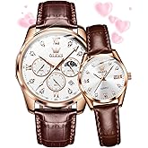 OLEVS Mens Watches Leather Chronograph Luxury Fashion Dress Analog Quartz Wrist Watch Luminous Waterproof Moon Phase Date