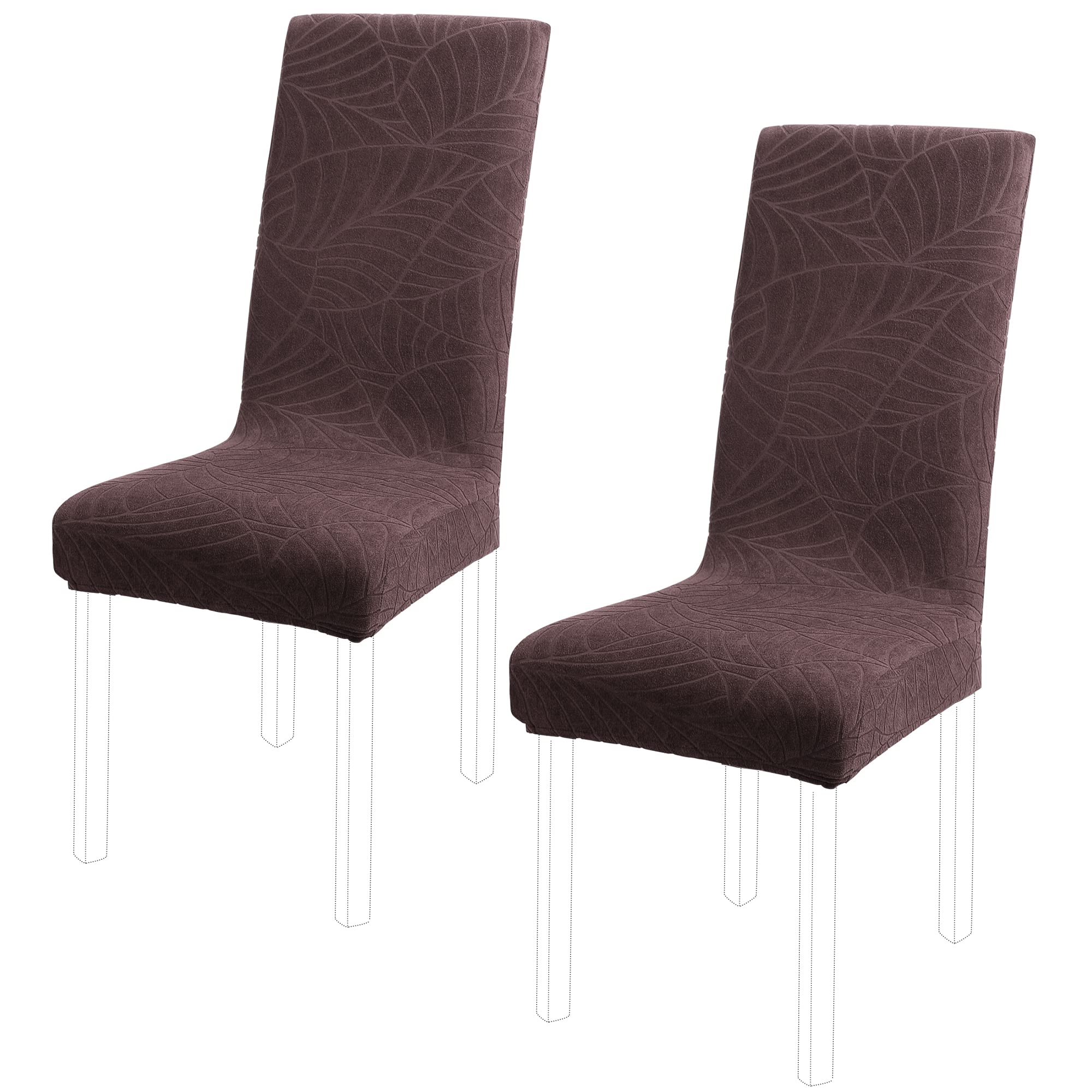 PiccoCasa Stretch Spandex Dining Chair Covers for Dining Chair 2 Pack, Removable Washable Chair Covers for Hotel Party Kitchen Wedding - Chocolate High Back Chair Seat Slipcovers