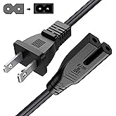 BICMICE 6Ft Extra Long 2 Prong Polarized Power Cord for Vizio-LED-TV Smart-HDTV E-M-Series Sound Bar 2 Slot Adapter-AC-Wall-C