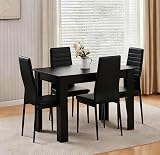 Menaka 5-Piece Modern Wooden Dining Set with 110cm Table and 4 Chairs view 1