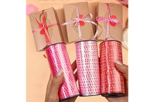 3Rolls/Set Red Hearts Printed Curling Ribbon Trim Decorative Party Balloon Ribbons Curling Ribbon Spools Gift Wrapping 5mm Wi