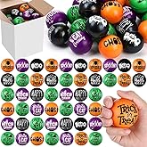 JellyArch 48 Pcs Halloween Stress Ball Bulk 2 Inch Assorted Soft Foam Squeeze Relief Toy Ghost Icons Hilarious Text Gift Stress Squeeze Ball Foam PU Press for Halloween Party Favor Carnival Reward