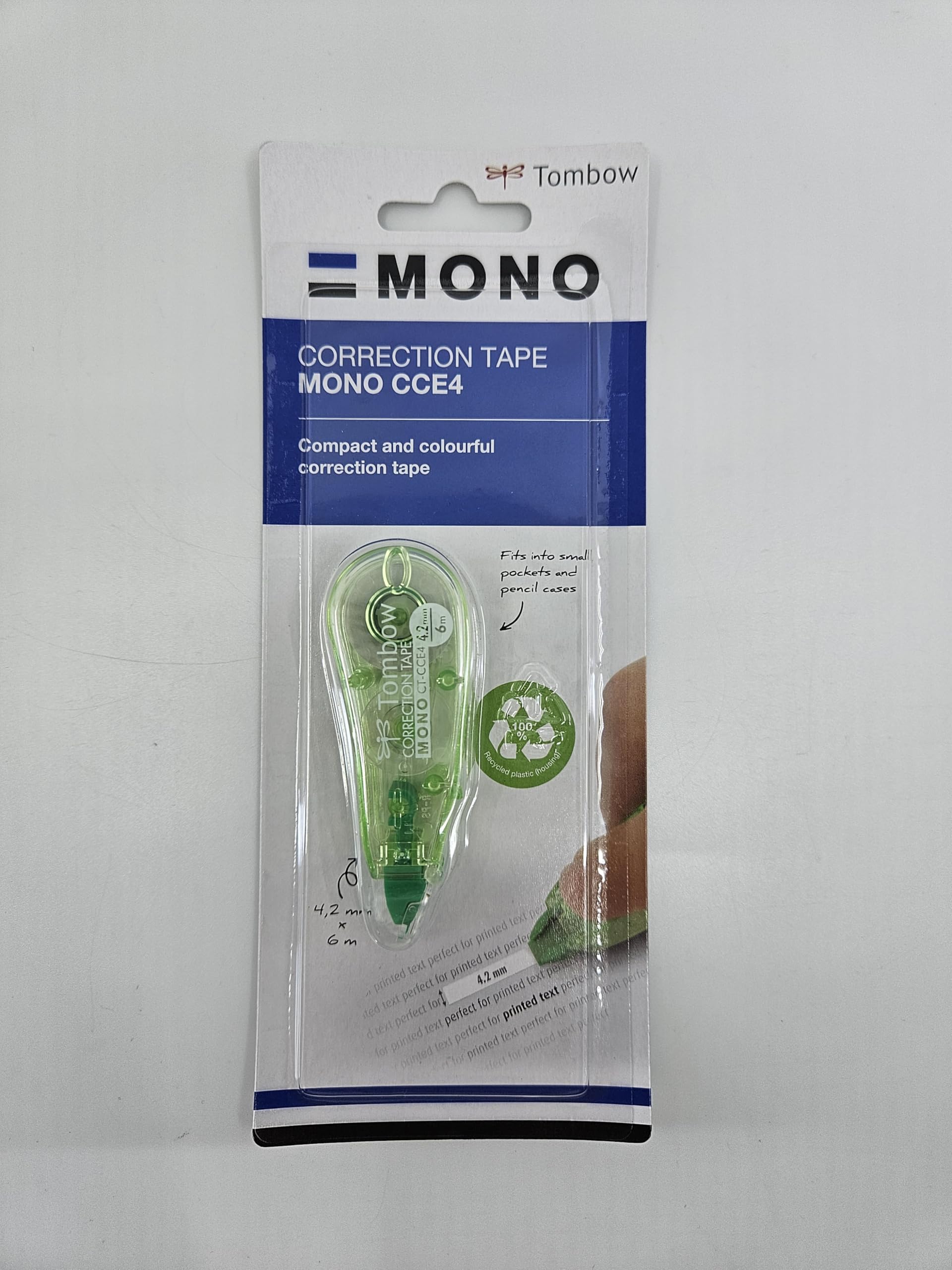 Tombow Mini Correction Tape 4.2 mm x 6 m in Blister Packaging Transparent Green