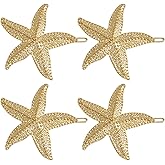 AUEAR, 4 Pack Starfish Hair Clips Bridal Hairpin Metal Pins Sea Star Clip Pretty Beach Pin for Wedding Women Barrettes Styling Mermaid Accessories Valentine's