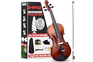 Pyle 1/2 Size Beginner Violin Starter Kit, Violin Starter Package with Travel Case & Bow, Extra Strings, Digital Tuner, Shoulder Rest & Cleaning Cloth for Students, Kids, Adults