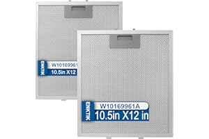 ENKTIK Range Hood Filter Replacement 12" x 10.5"W10169961A With 5-Layer Aluminum Mesh Fit for Whirlpool Stove vent filter for Kitchen Overhead Exhaust Fan Blocks Grease & Filters Oven Air (2PIC)