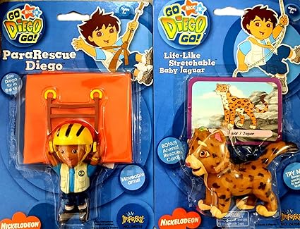 Amazon Com Imperial Toy Go Diego Go Para Rescue Diego With Life Like Stretchable Baby Jaguar Toys Games