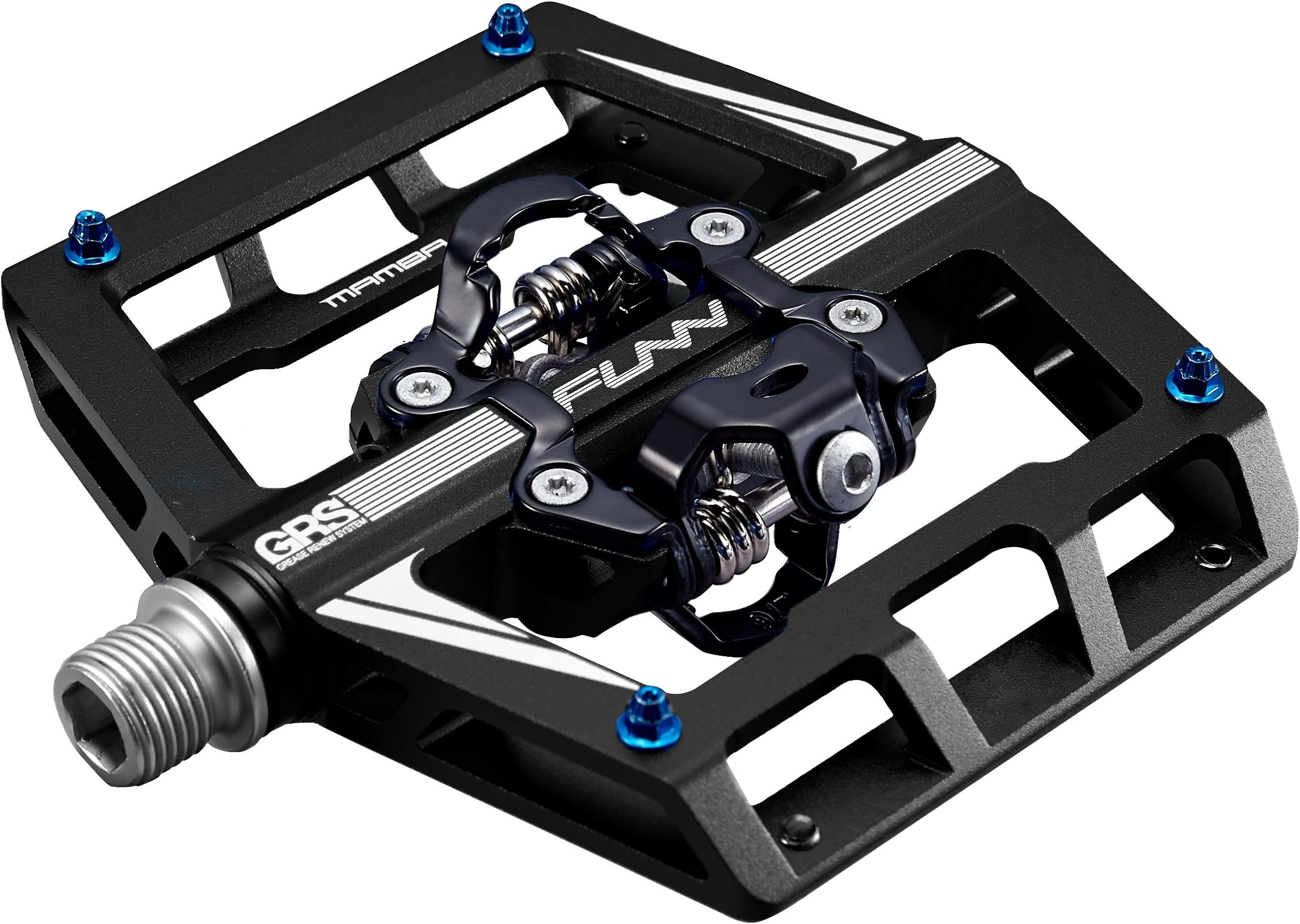 Funn Mamba Mountain Bike Clipless Pedal Set - Double Side Clip Wide Platform MTB Pedals, SPD Compatible, 9/16-inch CrMo Axle