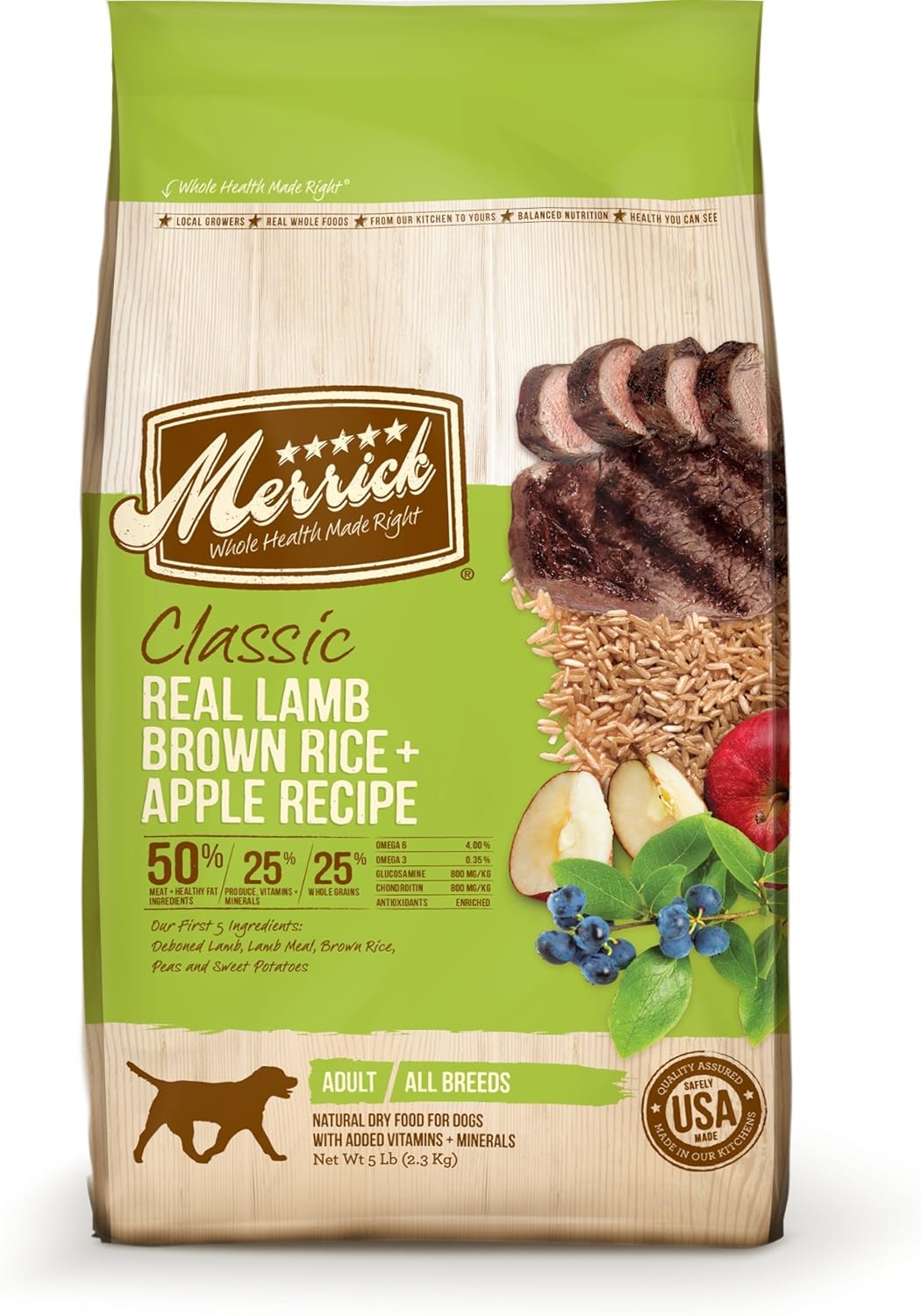 Merrick Classic Adult Real Lamb, Brown Rice and Apples Dry Dog Food, 15