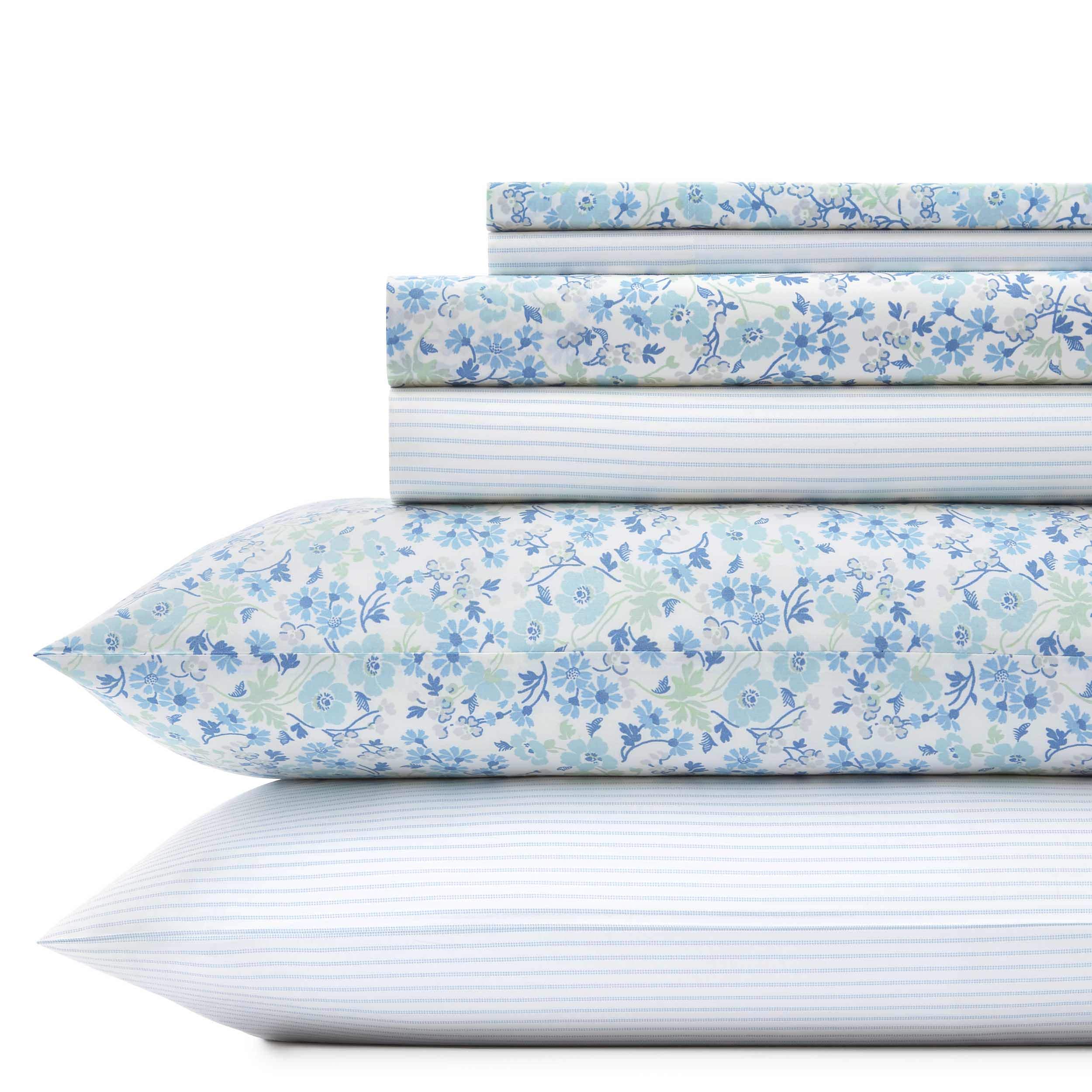 Photo 1 of Laura Ashley ED Ellen Degeneres - Percale Collection - Bed Sheet Set - 100% Cotton, Oeko-Tex Certified, Crisp & Cool, Lightweight & Moisture-Wicking Bedding, Queen, Watercolor Dots (OBS)