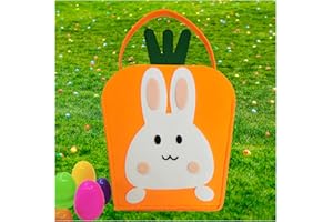 VOYESVO Easter eggs Basket, Personalized Bunny Easter Basket, Easter Goodie Bags for Kids Teens Girls Boys Adult, Easter Decorations Party Favors Gifts, Rabbit Easter Bucket Candy Storage Egg Hunt Game