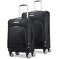 Samsonite Solyte DLX Softside Expandable Luggage with Spinner Wheels, Midnight Black, 2-Piece Set (20/25)
