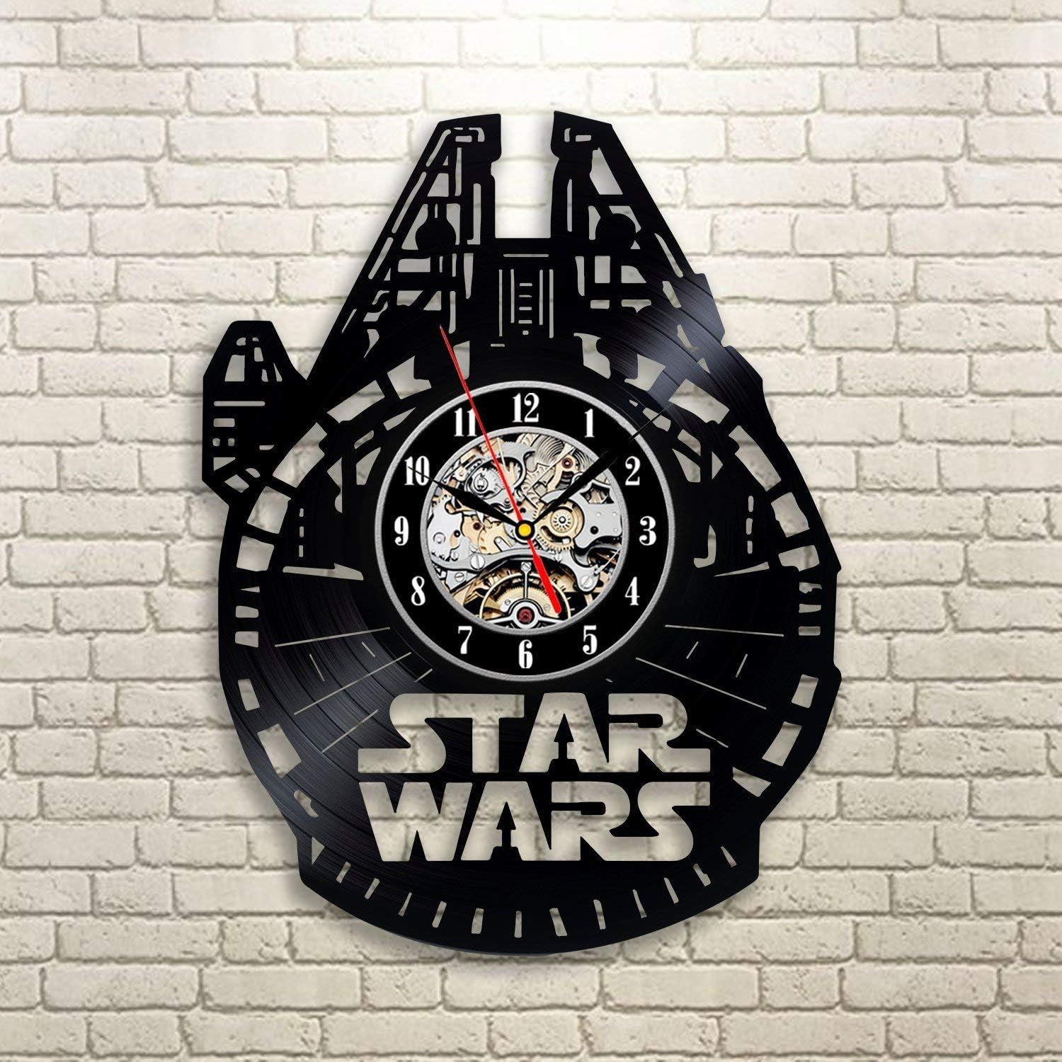 Wood Crafty Shop Star Wars Millenium Falcon Art Design Vinyl Record Wall Clock Gift for Him and Her Unique Wall Decor The Best Gift Idea for Any Event Birthday Gift, Wedding Gift