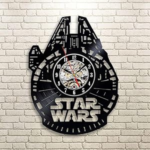Wood Crafty Shop Star Wars Millenium Falcon Art Design Vinyl Record Wall Clock Gift for Him and Her Unique Wall Decor The Best Gift Idea for Any Event Birthday Gift, Wedding Gift