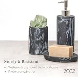 ZCCZ Marble Pattern Bathroom Accessories Set 4 Piece Black Resin view 4