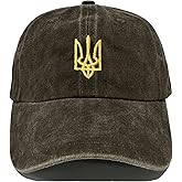 Giavuwn Embroidered Ukraine Hat Retro Vintage Washed Cotton Denim Baseball Caps