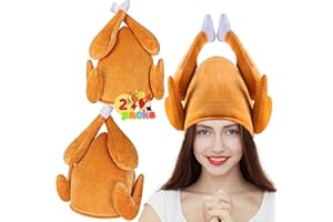 Alaxciax 2PCS Thanksgiving Roasted Turkey Hat for Adults, Women, Men - Turkey Trot Hat, Chicken Hats, Costume for Christmas and Thanksgiving Running