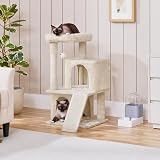 Yaheetech Cat Tree 92cm Multilevel Tower with Double Condo Beige view 6
