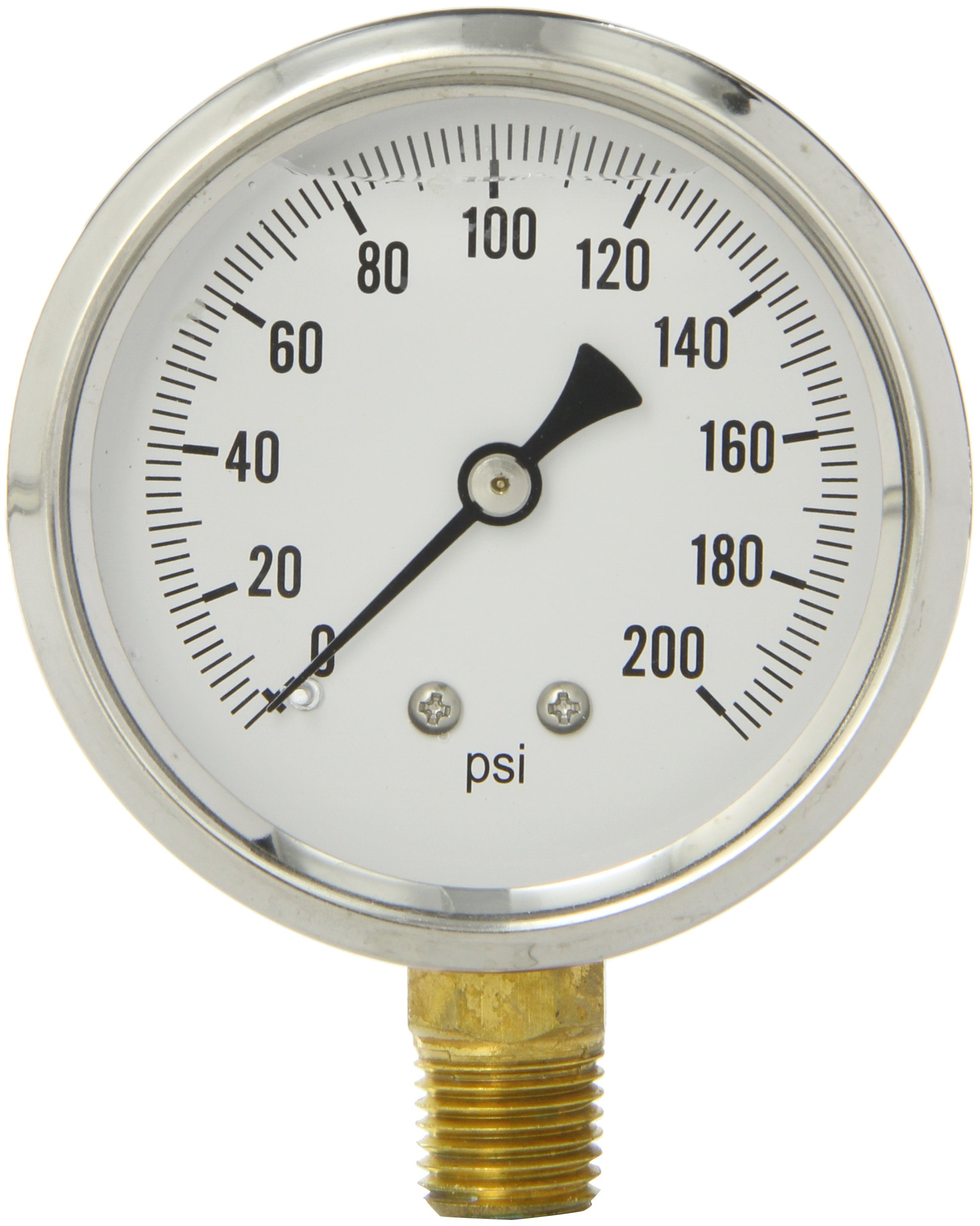 PIC Gauge S201L254G 2.5" Dial, 0/200 psi Range, 1/4" Male NPT