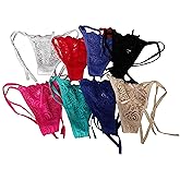 Kurop Women Sexy Adjustable Sides Underwear & Reusable Silicone Sequin Adhesive Nipple Cover Pasties Bra with Tassel