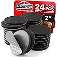 X-Protector Felt Furniture Pads - 24 Pcs 2" - Round Felt Pads for Furniture Feet - Protect Hardwood Floors! (Black)