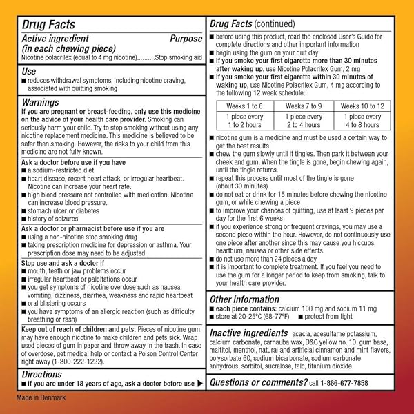 AMAZON BASIC CARE NICOTINE POLACRILEX COATED GUM 4 MG (NICOTINE), CINNAMON FLAVOR, STOP SMOKING AID, 160 COUNT