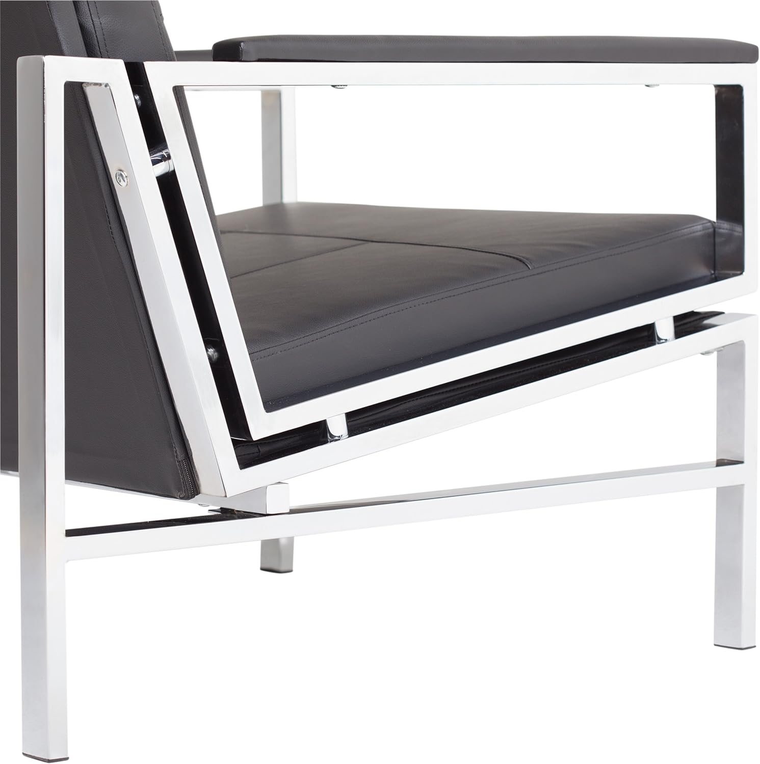 Studio Designs Home, Black, Modern Atlas Accent Chair for Living Room Bedroom, Bonded Leather,: Furniture & Decor