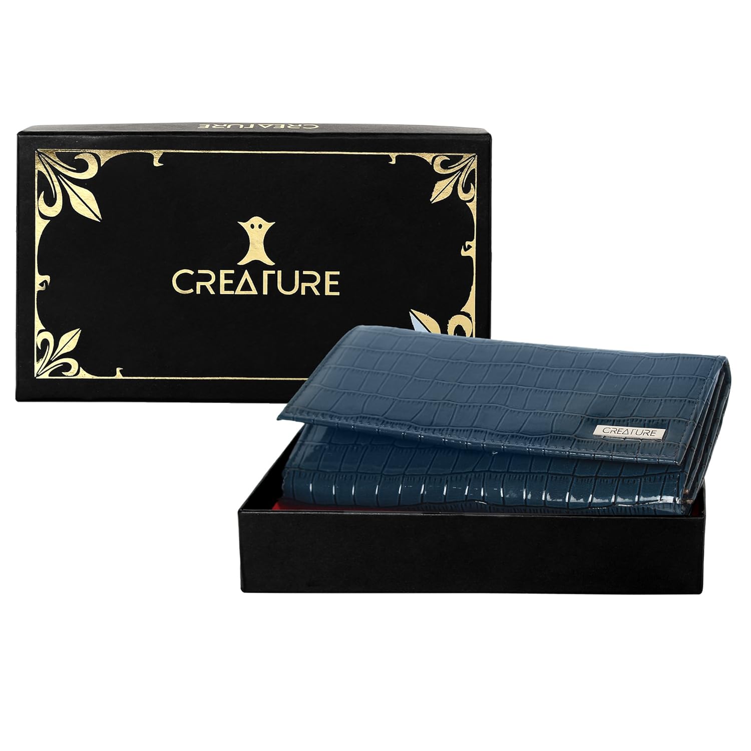 creature handcrafted glossy women's clutch(color-blue||cl-04)