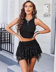 Avidlove Black Mini Skirts for Women Flowy Lace