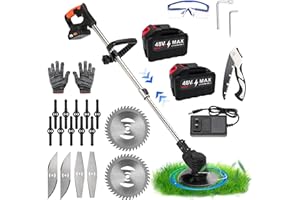 Cordless Weed Wacker, Electric Weed Eater, Edger Lawn Tool with Metal Blades, Battery Powered Lawn Edger Lightweight Brush Cu