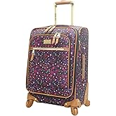 Steve Madden Designer Luggage Collection - Lightweight Softside Expandable Suitcase for Men & Women - Durable 20 Inch Carry On Bag with 4-Rolling Spinner Wheels (Dark Purple)