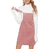 Yeokou Womens Casual Corduroy Bib Knee Length Overalls Pinafore Midi Dress Jumpsuit