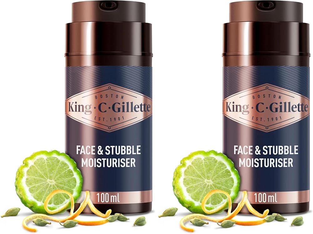 King C. Gillette Face & Stubble Moisturiser 100 ml Duo Pack with Argan Oil