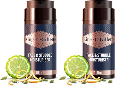 King C. Gillette Face & Stubble Moisturiser 100 ml Duo Pack with Argan Oil